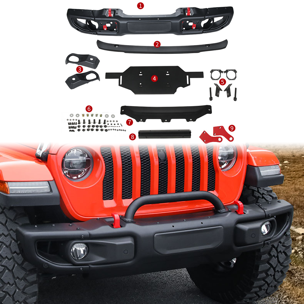 Steel 10th Anniversary Front Bumper With radar holes For Jeep Wrangler JL bull bar