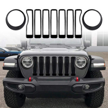Load image into Gallery viewer, Front Grille Inserts Grill Trim Cover &amp; Headlight Cover for Jeep Wrangler JL
