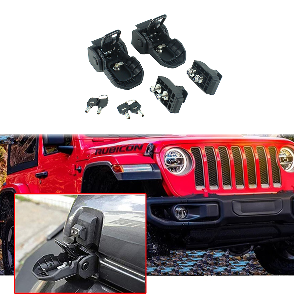 Locks Hood Car Engine Hood Latch Catch With Key Lock Kit for Jeep Wrangler JL