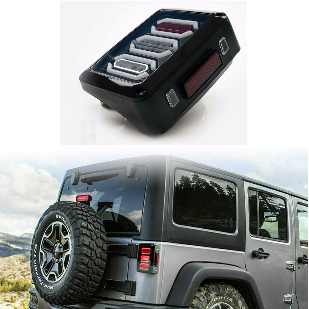 LED Tail Light Black with Smoke Lens For 07-17 Jeep Wrangle
